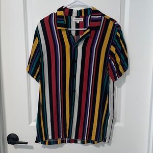 PacSun Colorful Striped Button-Up Shirt
